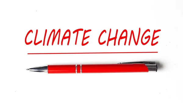 Text Změna Klimatu Perem Perem Bílém Pozadí — Stock fotografie