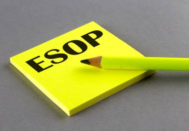 Gri arkaplanda yapışkan üzerine yazılmış SOP metni