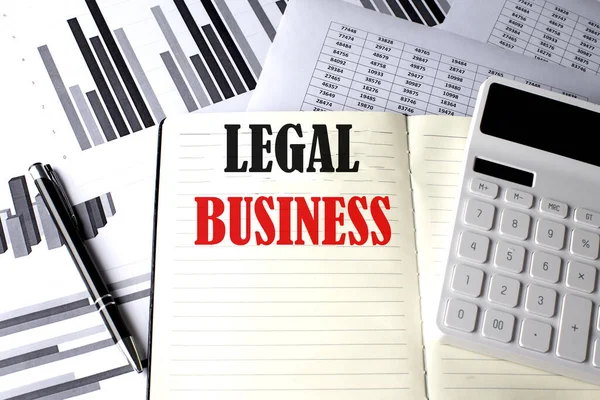 LEGAL BUSINESS text written on notebook on chart and diagram
