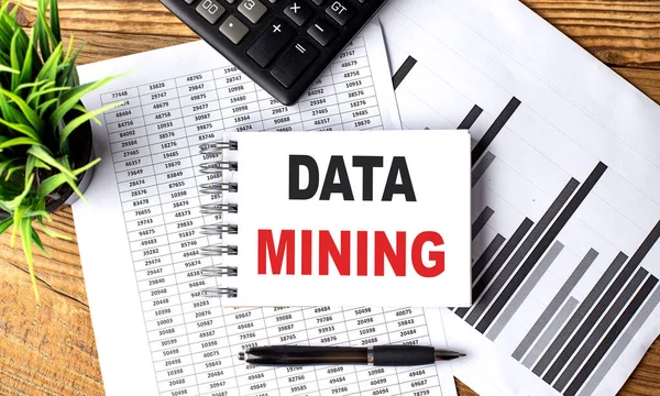 DATA MINING text on notebook with chart and calculator