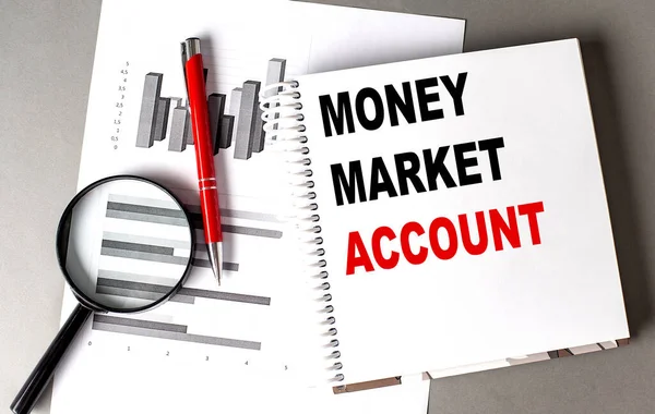 MONEY MARKET ACCOUNT text written on a notebook with chart