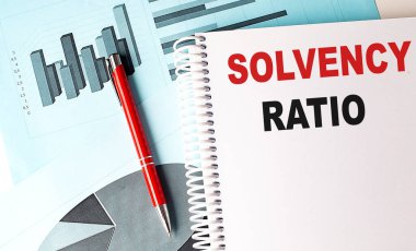 Not defterindeki SOLVENCY RATIO metni ve arkaplanda kalem