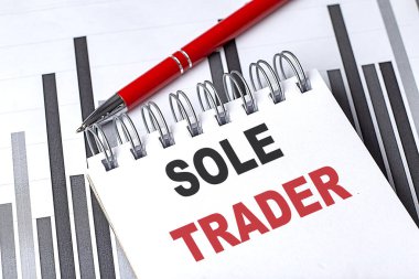 SOLE TRADER çizelgesi üzerinde kalem ile bir deftere yazılmış metin