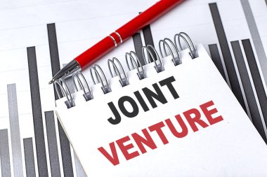 JOINT VENTURE çizelgesi üzerinde kalem olan bir deftere yazılmış metin