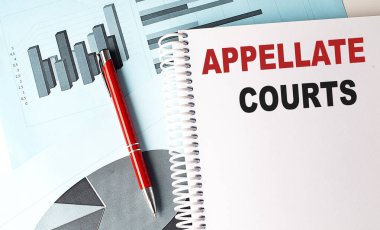 ApPPELLATE COURTS arkaplanda bir defter üzerinde metin .