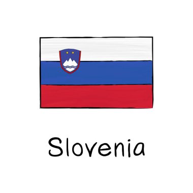 Slovenya bayrağının el çizimi vektörü. Eğitim materyalleri, afişler, siyasi bilgi grafikleri ve AB ülkeleriyle ilgili sunumlar için ideal