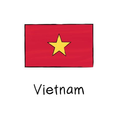 Vietnam ulusal bayrağının elle çizilmiş vektör karalaması. Asgari taslak tarzı. Seyahat rehberleri, coğrafya dersleri, kültürel bilgi grafikleri ve editoryal tasarım için harika.
