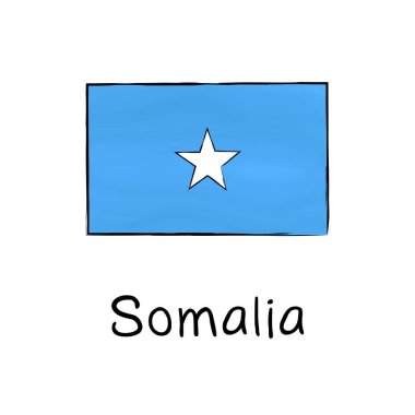 Somali bayrağının el çizimi vektör karalaması. Eğitimsel görseller, siyasi haritalar, kültürel konular ve seyahatle ilgili editoryal kullanım için mükemmel.