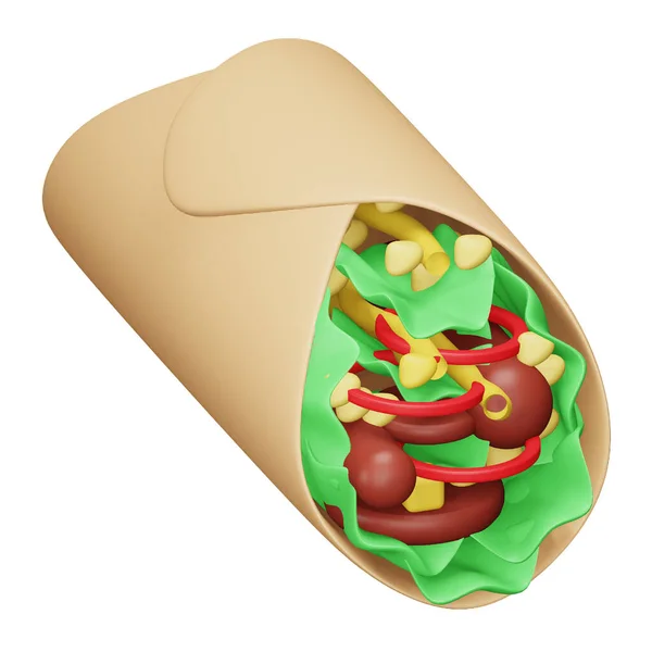 Burrito Representación Ícono Isométrico — Vector de stock