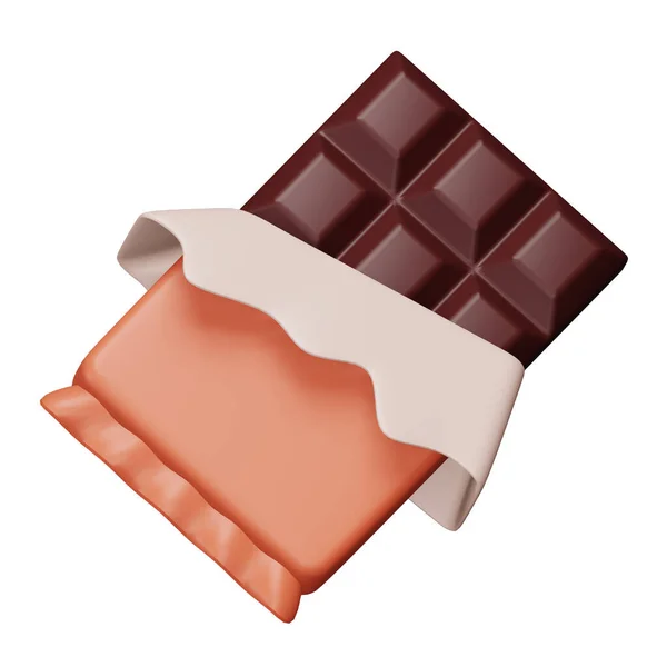 Barra Chocolate Ícone Isométrico Renderização —  Vetores de Stock