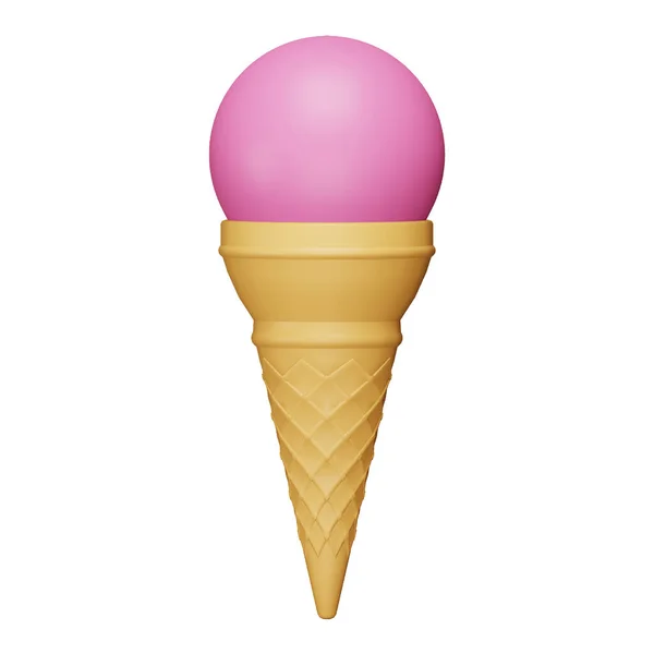 Ice Cream Cone Rendering Isometric Icon — Stock Vector