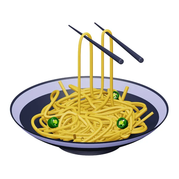 Noodles Renderização Ícone Isométrico — Vetor de Stock