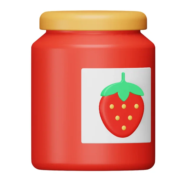 Strawberry Jam Rendering Isometric Icon — Stock Vector