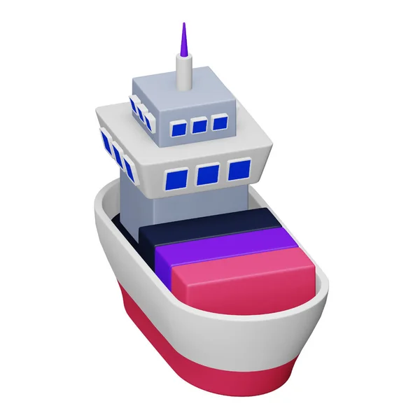 Ícone Isométrico Renderização Navio Portuário — Vetor de Stock