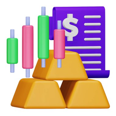 Altın ticareti 3d eşölçümleme simgesi.