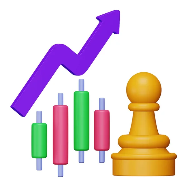 Stock Market Strategy Rendering Isometric Icon — 스톡 벡터