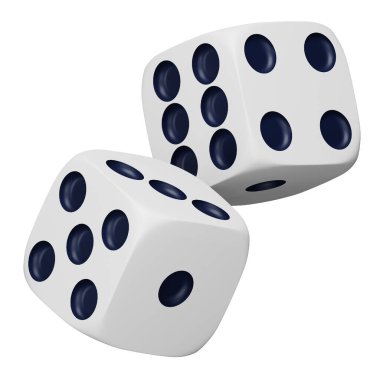 White rolling dice 3d rendering isometric icon. clipart