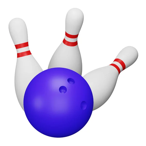 Bowling Strike Rendering Isometrisches Symbol — Stockvektor