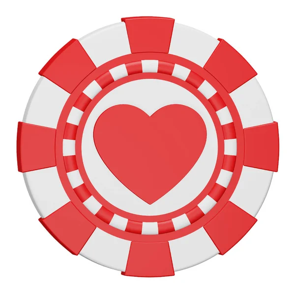 Casino Chip Szív Renderelés Izometrikus Ikon — Stock Vector