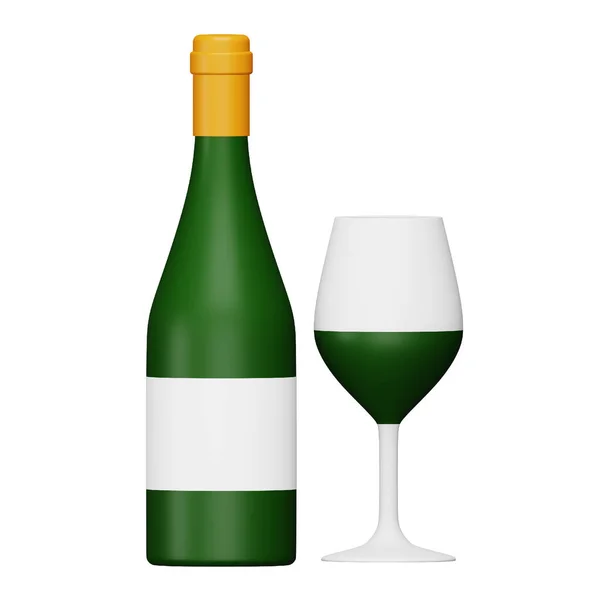 葡萄酒饮料3D渲染等距图标 — 图库矢量图片