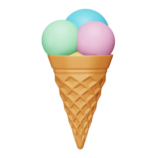 Конус Мороженого Рендеринг Изометрической Иконки — стоковый вектор