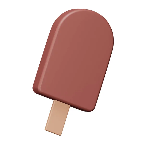 チョコレートアイスクリームスティック3Dレンダリングアイソメトリックアイコン — ストックベクタ