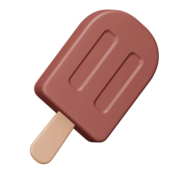 巧克力冰淇淋棒3D渲染等距图标 — 图库矢量图片