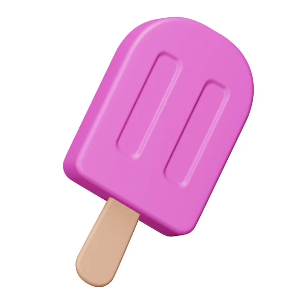 ストロベリーアイスクリームスティック3Dレンダリングアイソメトリックアイコン — ストックベクタ