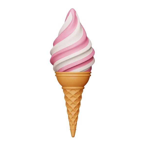Ice Cream Cone Rendering Isometric Icon Vector Graphics