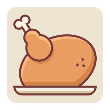 Tavuk rostosu için doldurulmuş renk taslak simgesi.