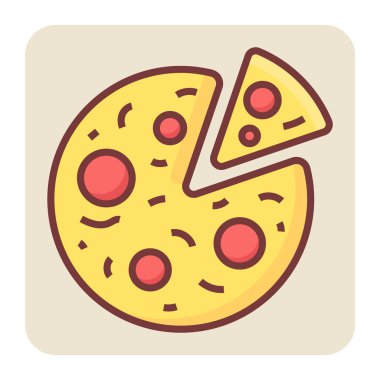 Pizza için doldurulmuş renk taslak simgesi.