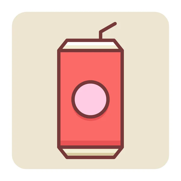 Icône Contour Couleur Remplie Pour Canette Soda — Image vectorielle