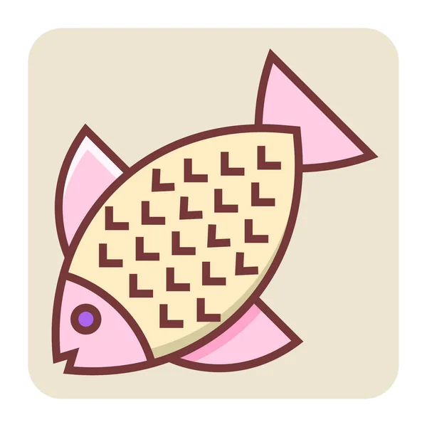 Заполненная Иконка Цвета Контура Рыбы — стоковый вектор