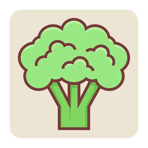 Icône Contour Couleur Remplie Pour Salade Brocoli — Image vectorielle
