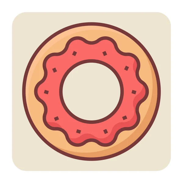Gefülltes Farb Umriss Symbol Für Donut — Stockvektor