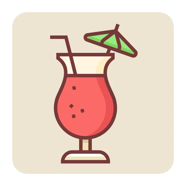 Заполненная Иконка Цвета Коктейльного Напитка — стоковый вектор
