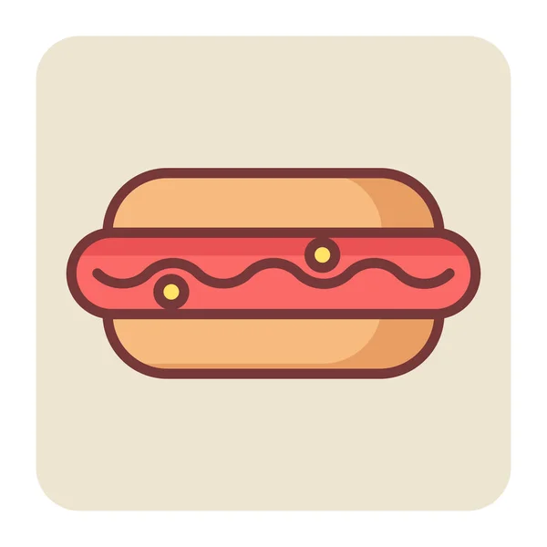 Gefüllte Farbskizze Für Hotdog Snack — Stockvektor