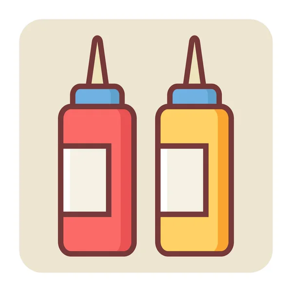 Reilled Color Outline Icon Ketchup Sauce — стоковый вектор