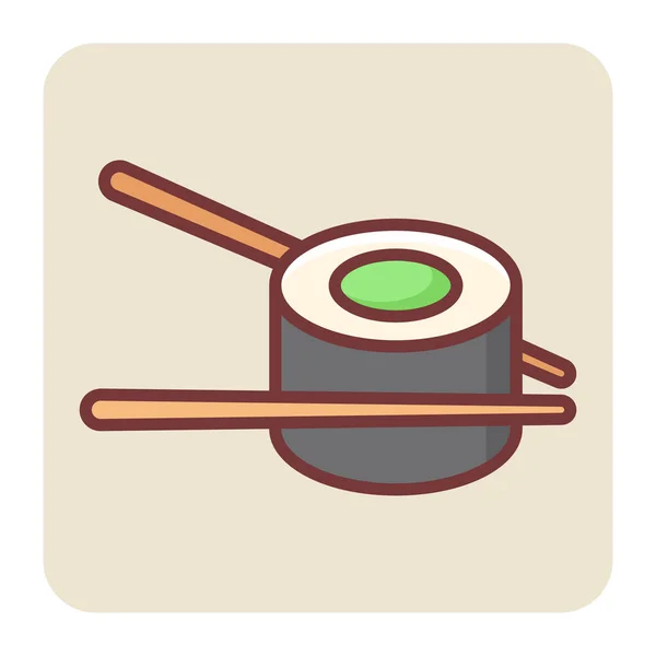 Fylld Färg Kontur Ikon För Maki Sushi — Stock vektor
