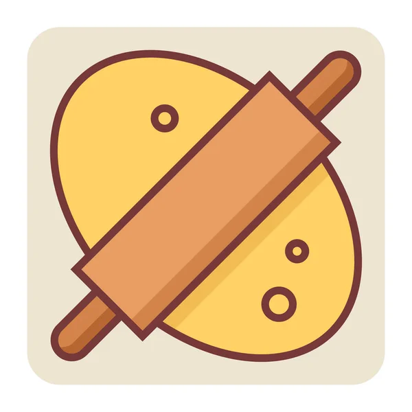 Filled Color Outline Icon Bread Rolling — Stock Vector
