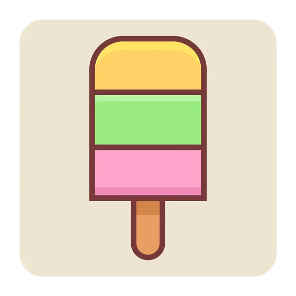 アイスクリーム用のフルカラーアウトラインアイコン — ストックベクタ