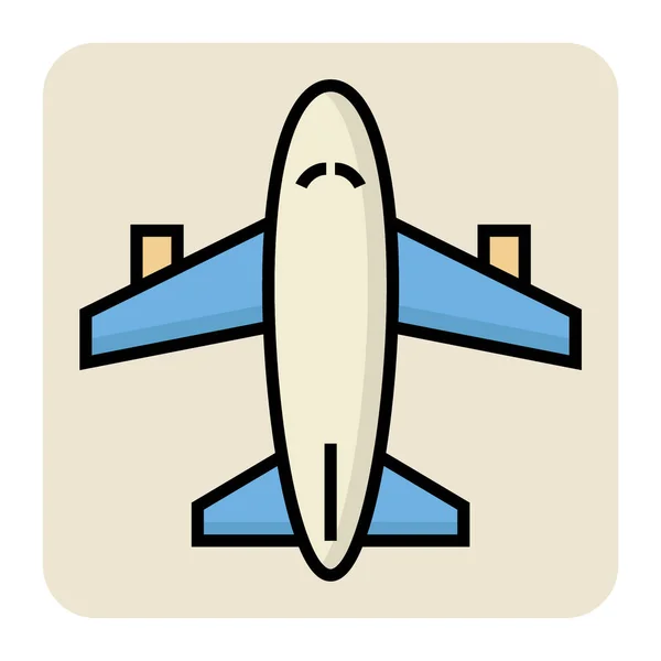 Icône Contour Couleur Remplie Pour Avion — Image vectorielle