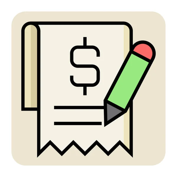 Filled Color Outline Icon Receipt Money — Stock Vector