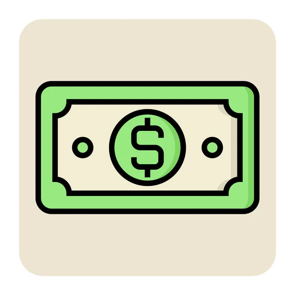 Gevuld Kleurenschema Pictogram Voor Dollar Geld — Stockvector