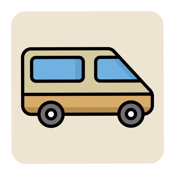 Cargo Vanのフルカラーアウトラインアイコン — ストックベクタ