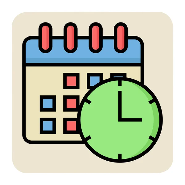 填上货物日期和时间的颜色轮廓图标 — 图库矢量图片