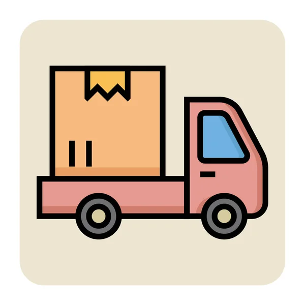 Filled Color Outline Icon Cargo Truck — Stock Vector