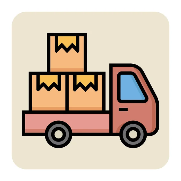 Εικονίδιο Περίγραμμα Γεμισμένο Χρώμα Για Φορτηγό Φορτίου — Διανυσματικό Αρχείο