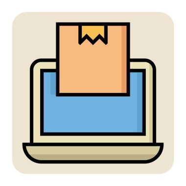 Çevrimiçi paket dağıtımı için doldurulmuş renk özeti simgesi.