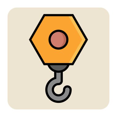 Turna kancası için doldurulmuş renk taslak simgesi.